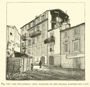 Rue Debray, Nicea, zniszczona przez trzęsienie ziemi na Riwierze, 1887 autorstwa English School