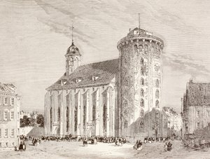 Rundetarn lub Okrągła Wieża w Kopenhadze, Dania w XIX wieku (litho) autorstwa English School