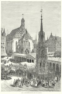 Schonebrunnen w Norymberdze (rycina) autorstwa English School