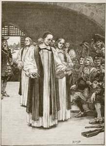 Siedmiu biskupów wchodzących do wieży, ilustracja z Cassells Illustrated History of England (zdjęcie w sepii) autorstwa English School