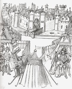 Oblężenie Rouen we Francji w 1418 r., z "Krótkiej historii narodu angielskiego" autorstwa J. R. Greena, opublikowanej w 1893 r. autorstwa English School