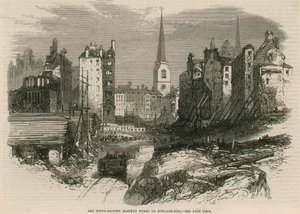 Kolej południowo-wschodnia pracuje na Dowgate Hill w Londynie autorstwa English School