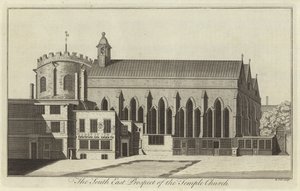 South East Prospect of the Temple Church, Londyn autorstwa English School