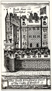 Południowa perspektywa części zamku Bristoll, wyd. 1893. autorstwa English School