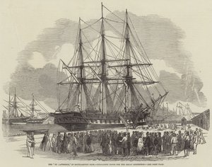 „St Lawrence” w Southampton Dock, rozładunek towarów na Wielką Wystawę (rycina) autorstwa English School