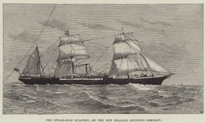 Statek parowy Ruapehu z New Zealand Shipping Company (grawerowanie) autorstwa English School