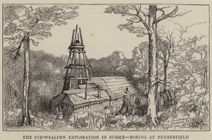 Eksploracja Sub-Wealden w Sussex, Nudna w Netherfield (grawerowanie) autorstwa English School