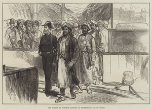 Sułtan Zanzibaru ląduje na schodach Pałacu Westminsterskiego (rycina) autorstwa English School