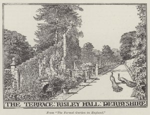 Taras, Risley Hall, Derbyshire (grawerowanie) autorstwa English School
