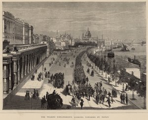 Nabrzeże Tamizy, patrząc w kierunku St Pauls autorstwa English School