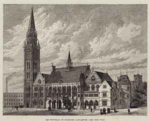 Ratusz Rochdale, Lancashire (grawerowanie) autorstwa English School