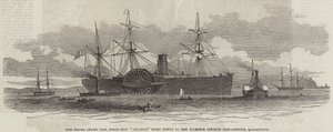 Statek parowy poczty Stanów Zjednoczonych „Atlantic” holowany do jej cumowania naprzeciwko Haulbowline, Queenstown (rycina) autorstwa English School