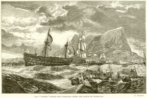Zwycięstwo odholowane do Gibraltaru po bitwie pod Trafalgar