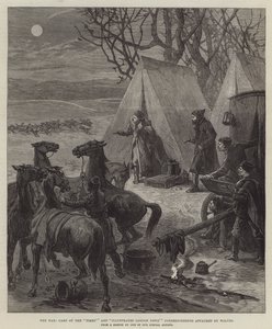 Wojna, obóz „Timesa” i „Illustrated London News” Korespondenci zaatakowani przez Wilki (rycina) autorstwa English School