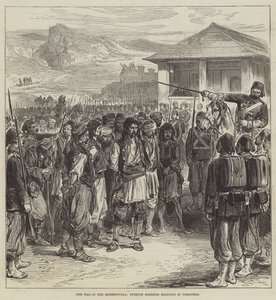 Wojna w Hercegowinie, tureccy żołnierze sprowadzający jeńców (rycina) autorstwa English School
