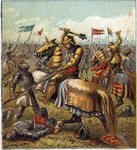 Wojna Dwóch Róż (1455-1485): Bitwa między Royal House of York i Royal Mason of Lancaster. Ilustracja angielskiej wojny domowej zrodzonej z podziału następców króla Edwarda III (1327-1377) na dwie gałęzie. Wojna Rosy autorstwa English School