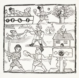 The Welch Traveller lub The Unfortunate Welchman Humphreya Cornisha, ilustracja z książki Chap-books of the Eighteenth Century Johna Ashtona, wyd. 1882 autorstwa English School
