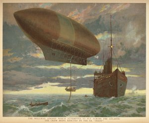 „Sterowiec Wellman, który próbował przelecieć przez Atlantyk, załogę ratuje SS „Trent”. Londyn: Ernest Nister, [1912] autorstwa English School