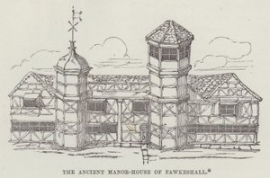 Starożytny dwór Fawkeshall (rycina) autorstwa English School