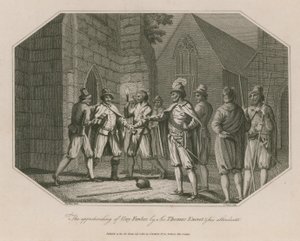 Zatrzymanie Guya Fawkesa przez Sir Thomasa Kneveta i jego pomocników autorstwa English School