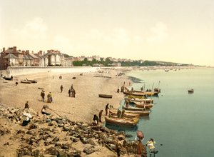 Plaża, Exmouth (zdjęcie ręcznie kolorowane) autorstwa English School