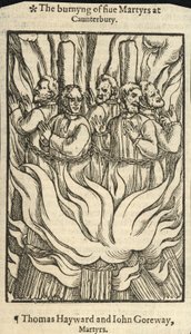 Spalenie pięciu męczenników w Canterbury (rycina) autorstwa English School