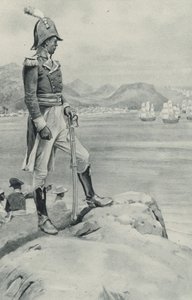 Zbliża się śmierć biednego Toussaint LOuverture, czarny przywódca obserwuje nadchodzącą flotę wysłaną przez Napoleona w celu jego zniszczenia autorstwa English School