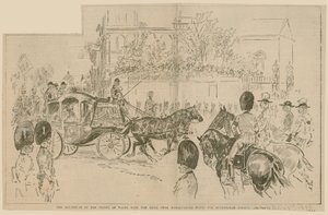 Wyjazd księcia Walii z panną młodą z Marlborough House do Pałacu Buckingham, 23 lipca 1896 r. autorstwa English School