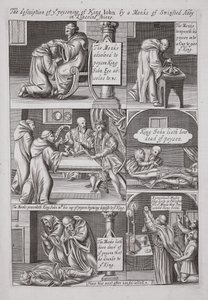 Opis otrucia króla Jana przez mnicha z opactwa Swinstead w Lincolnshire, ilustracja z Acts and Monuments Johna Foxe