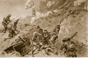 Straszliwe zagłębienia, które doprowadziły do Oppy Wood, brytyjskich bombowców pracujących wzdłuż niemieckich okopów, 1914-19 autorstwa English School