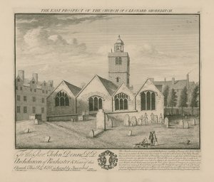 Wschodnia perspektywa kościoła św. Leonarda Shoreditch autorstwa English School