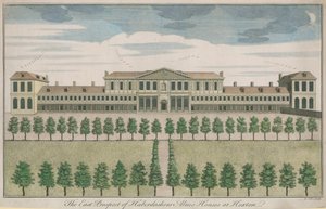 Wschodnia perspektywa Haberdashers Alms Houses w Hoxton autorstwa English School