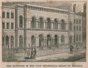 Elewacja Nowej Synagogi, Great St Helens, Londyn autorstwa English School
