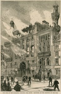 Pożar w teatrze Alhambra – ruiny naszkicowane rano przed pożarem, 7 grudnia 1882 r. autorstwa English School