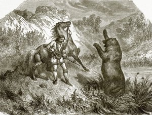 Pierwszy strzał w niedźwiedzia grizzly autorstwa English School