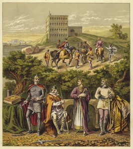 Czterech normańskich królów Anglii; Król Wilhelm I, król Wilhelm II, król Henryk I, król Stefan autorstwa English School