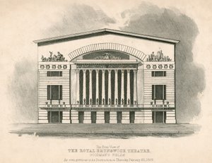 Widok z przodu na The Royal Brunswick Theatre, Goodmans Fields, Londyn autorstwa English School