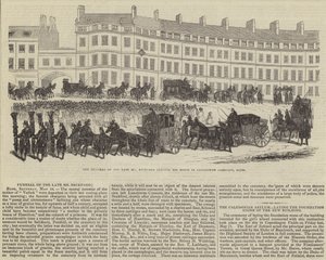 Pogrzeb zmarłego pana Williama Beckforda, opuszczającego swój dom w Lansdowne Crescent, Bath (rycina) autorstwa English School