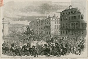 Wielka procesja ze statuą Wellingtona skręcającą w Park Lane autorstwa English School