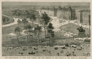 Ulepszenia w Hyde Park Corner i usunięcie pomnika księcia Wellington autorstwa English School