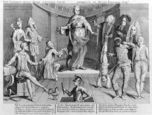 Wyrok królowej zdrowego rozsądku skierowany do Henry Fielding Esq., 1736 autorstwa English School