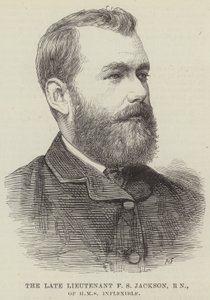 Nieżyjący już porucznik F S Jackson, RN, z HMS Inflexible (grawerowanie) autorstwa English School