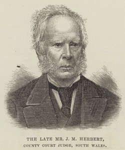 Nieżyjący Pan JM Herbert, sędzia sądu hrabstwa, Południowa Walia (rycina) autorstwa English School