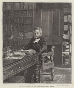 Nieżyjący już pan Spurgeon w swoim gabinecie w Westwood, Beulah Hill, Norwood (grafika) autorstwa English School