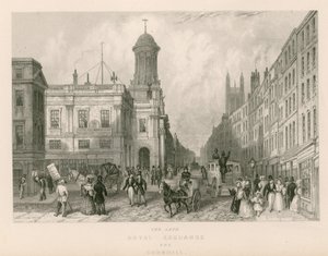 Późna Royal Exchange i Cornhill, Londyn autorstwa English School