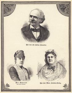 Nieżyjący już Sir Julius Benedict, pani Bancroft (z domu Marie Wilton), nieżyjąca już Madame Sainton Dolby (grafika) autorstwa English School
