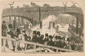 Żywy strumień na London Bridge autorstwa English School