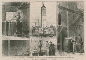 Produkcja śrutu; widok na wieżę Old Shot, Lambeth autorstwa English School