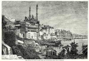 Meczet Aurungzebe i ghat Madhoray w Benares (rycina) autorstwa English School