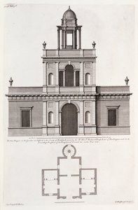 Nowe „Bagnio” w ogrodach w Chiswick House, z „Vitruvius Britannicus lub The British Architect” Colena Campbella (rycina) autorstwa English School
